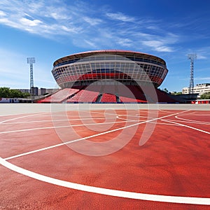 Basketball on the Field of the Stadium