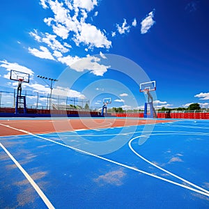 Basketball on the Field of the Stadium