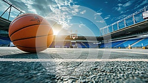Basketball on the Field of the Stadium