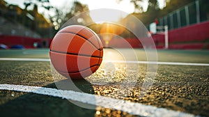 Basketball on the Field of the Stadium