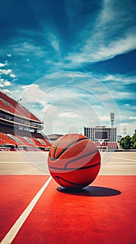 Basketball on the Field of the Stadium