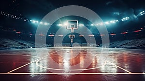 Basketball on the Field of the Stadium