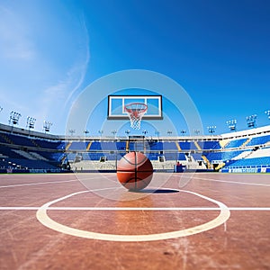 Basketball on the Field of the Stadium