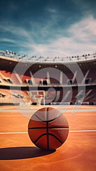 Basketball on the Field of the Stadium