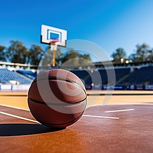 Basketball on the Field of the Stadium