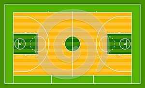 Basketball field vector ground line playground soccer green stadium grass background winner champion illustration