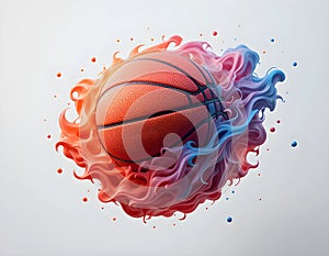 basketball on fire 3d rendered isolated in white background