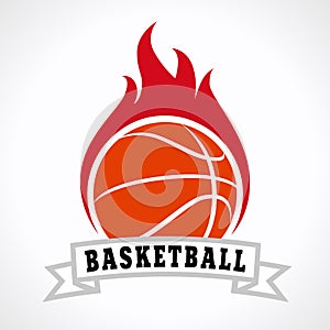 Basketball fire logo