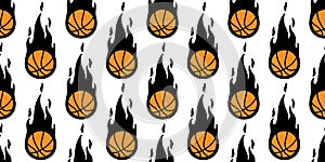 Basketball fire seamless pattern vector ball sport cartoon scarf isolated repeat wallpaper tile background illustration doodle des
