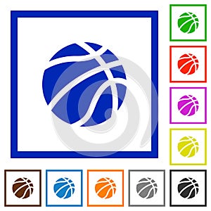 Basketball flat framed icons