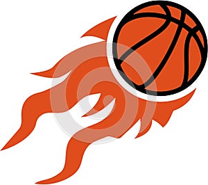 Basketball flying on fire