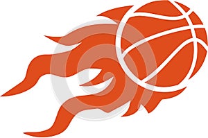 Basketball flying on fire