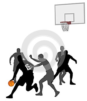 Basketball game silhouettes