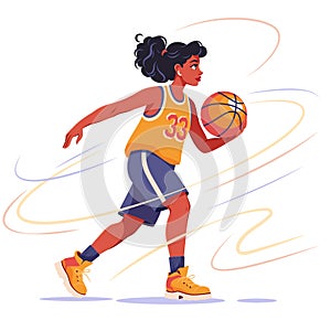 Basketball Girl in mid-dribble
