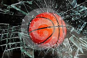 Basketball through glass.