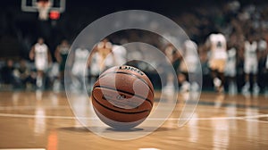 Basketball going through the basket at a sports arena, generative ai