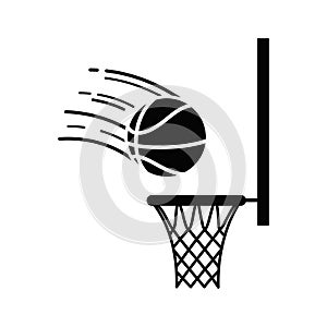 basketball going into hoop. Vector illustration decorative design