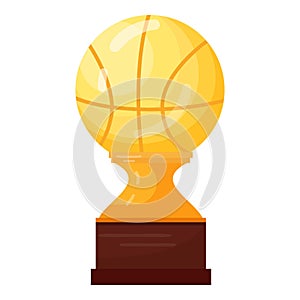 Basketball gold cup icon cartoon vector. Center play