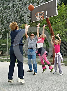 Basketball, grandparents and grandchildren