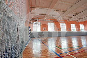 Basketball hall indoor court wood floor