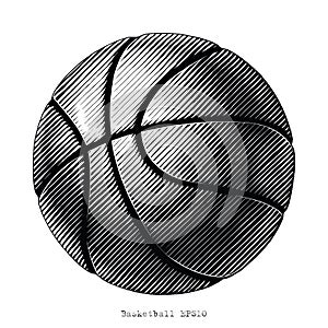 Basketball hand draw vinatge style black and white clip art isolated on white background