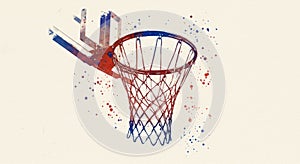 Basketball Hoop Abstract Art Artistic watercolor of a basketball hoop perfect for sportsthemed designs photo