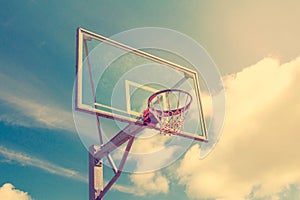 Basketball hoop against sky background