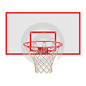 Basketball hoop on backboard isolated on white background photo