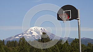 Basketball Hoop Backboard Mountain Background Mt Adams Cascade