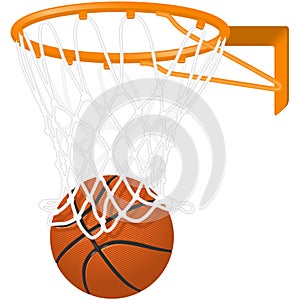 Basketball hoop and ball photo