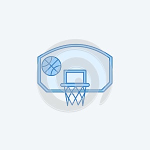 basketball hoop with ball 2 colored line icon. Simple dark and light blue element illustration. basketball hoop with ball concept