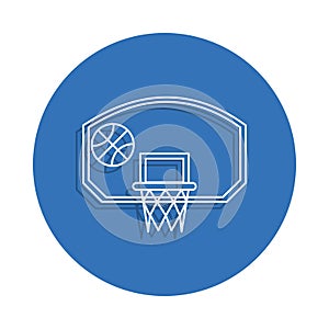 basketball hoop with ball badge icon. Element of education for mobile concept and web apps icon. Thin line icon with shadow in bad