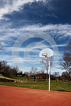 Basketball hoop basket on court