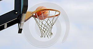 Basketball hoop in basketball court 4k