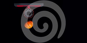 Basketball hoop on black background. 3D illustration