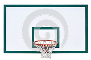 Basketball hoop cage isolated backboard closeup