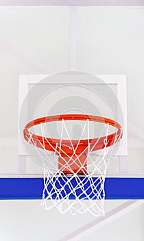 Basketball hoop cage, isolated large backboard closeup, new outd