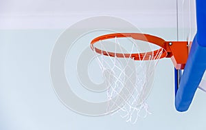 Basketball hoop cage, isolated large backboard closeup, new outd