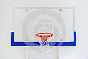 Basketball hoop cage, isolated large backboard closeup, new outd