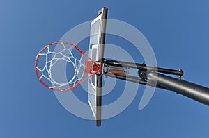 Basketball hoop with chain from below