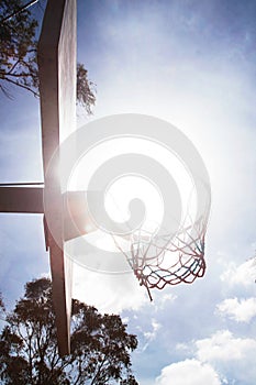 Basketball hoop close up detail