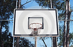 Basketball hoop close up detail