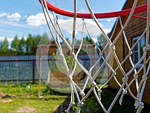 basketball hoop on a homemade shield