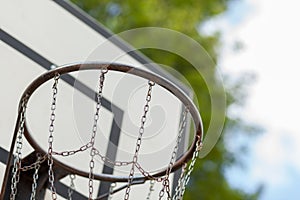 Basketball hoop with metal net