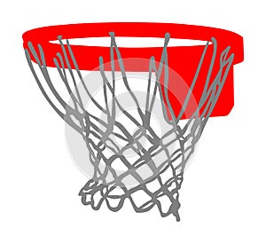 Basketball hoop and net vector illustration isolated on white background. Equipment for basket ball court.