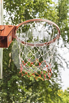 Basketball hoop old.