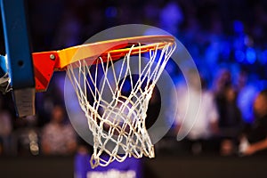 basketball hoop in red neon lights - game day photo