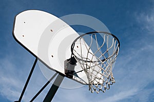 Basketball Hoop Set Aginst Blue Sky