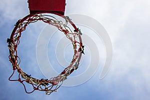 Basketball hoop and sky