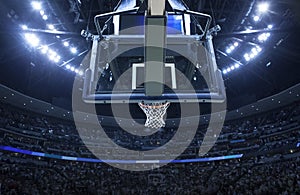 Basketball Hoop in a sports arena photo